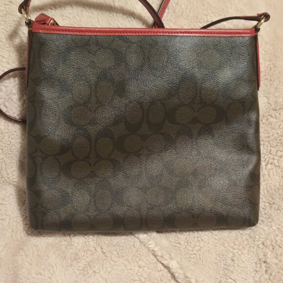 COACH Signature File (Imitation Gold/Brown/Carmine) Crossbody Bag - Picture 5 of 9
